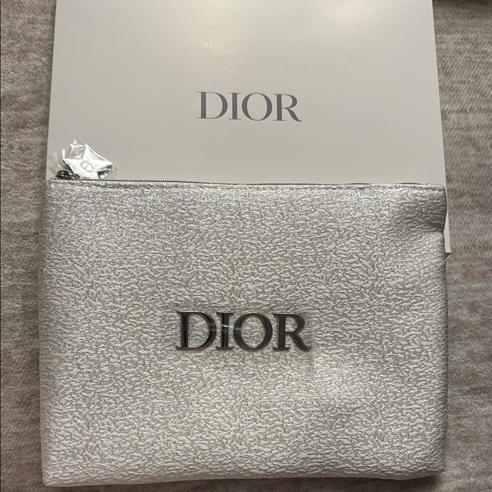 Dior Silver Textured Clutch